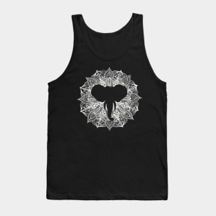 White Mandala Circle Elephant Tank Top